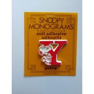 Vintage Snoopy Monograms Aviva Self Adhesive Sticker Decal Letter Y Peanuts NEW